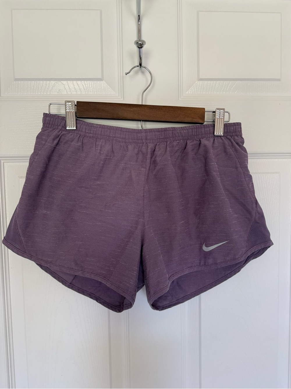 Nike Purple Athletic Running Shorts with Reflective Swoosh